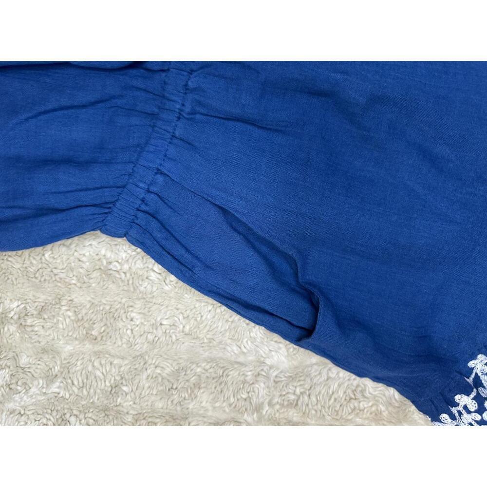 Lucky Brand blue cotton embroidered off-shoulder beach cover-up/romper Size S - Picture 4 of 7